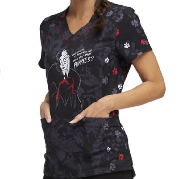 Heart Soul Disney Villains Who Needs You Print Scrub Top - Picture 15 of 15